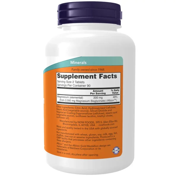 NOW Foods Magnesium Glycinate – 180 Tablets