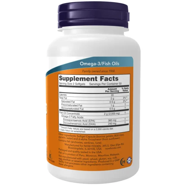 NOW Foods Omega-3 Fish Oil 1000mg – 100 Softgels
