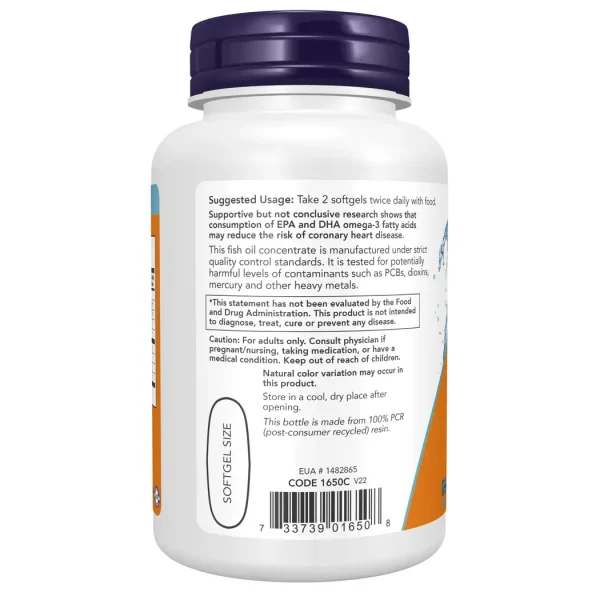 NOW Foods Omega-3 Fish Oil 1000mg – 100 Softgels